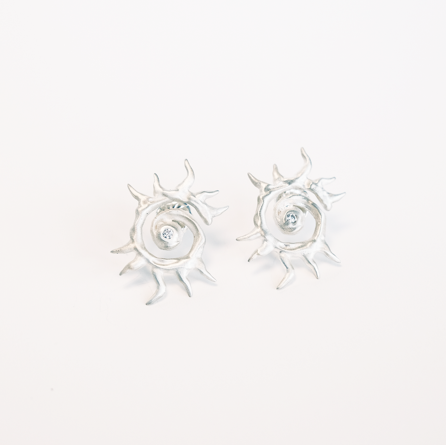 Sterling Silver & White Sapphire Sol Eterno Earrings