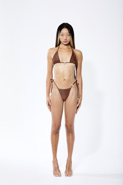 Sol Eterno Triangle Bikini Bottom in Brown