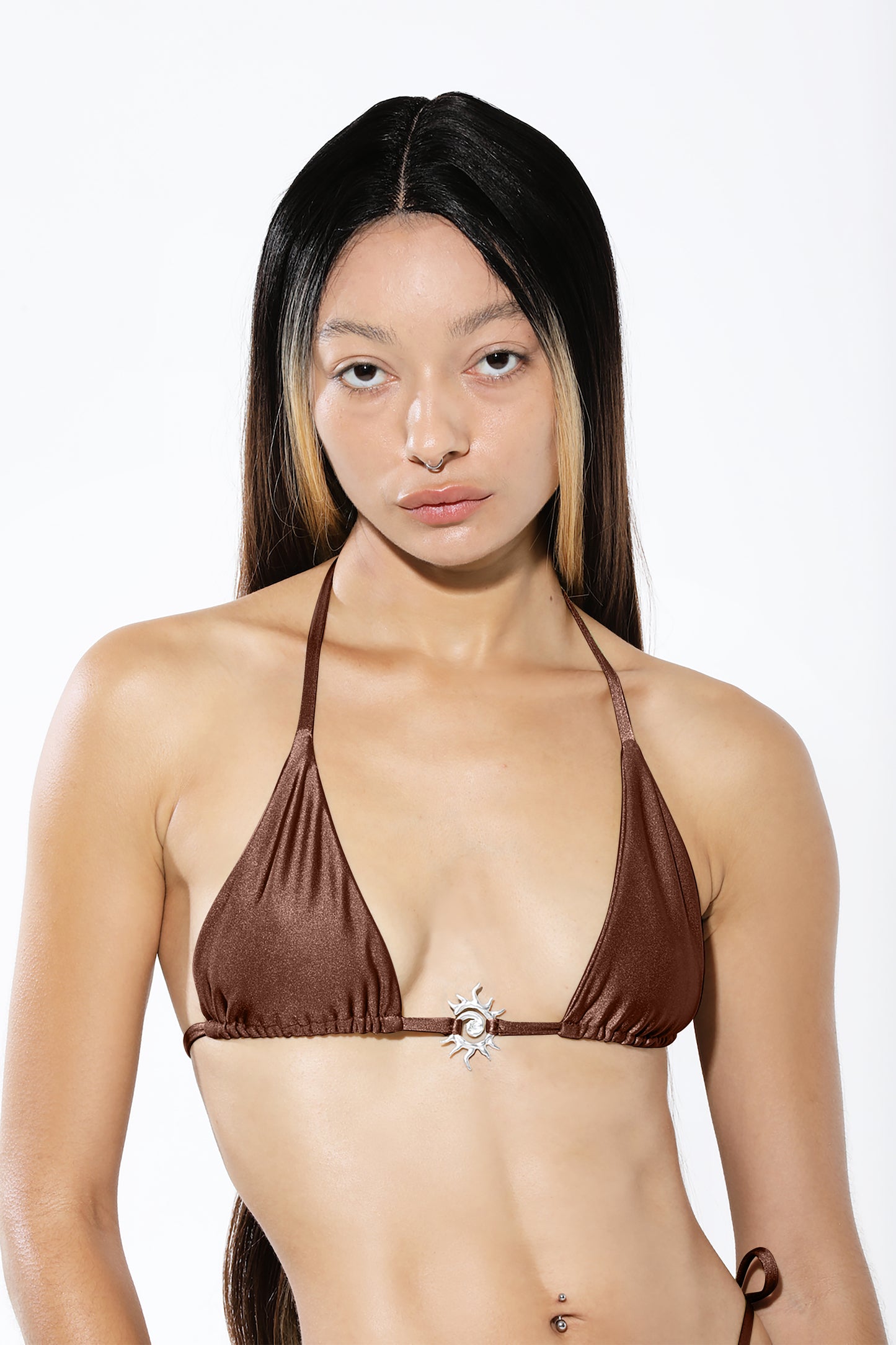 Sol Eterno Triangle Bikini Top in Brown