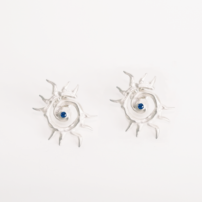 Sterling Silver & Blue Sapphire Sol Eterno Earrings